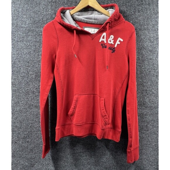 Abercrombie & Fitch NY Hoodie Sweatshirt Women Large Red Pullover Activewear Top - Picture 11 of 15